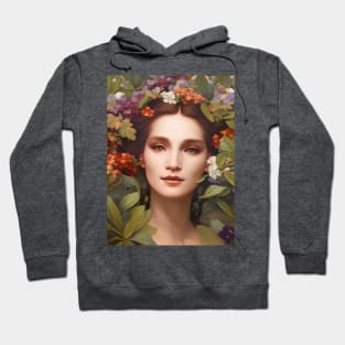 Spring Equinox Beautiful Woman Surrounded By Spring Flowers and Leaves Hoodie